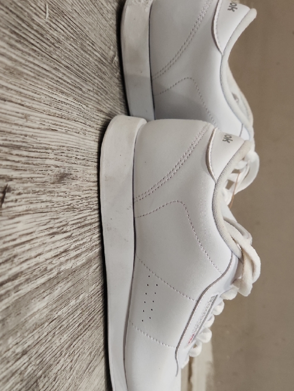 Reebok Women's White Leather Low-Top Sneakers - Picture 6 of 7